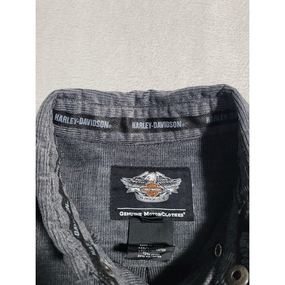 Harley-Davidson Shirt Mens Large Gray Corduroy Snap Front Motorcycle Biker - Picture 7 of 11